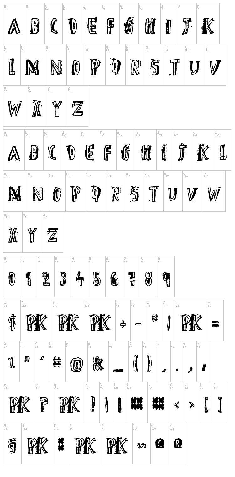 D the Hero font map